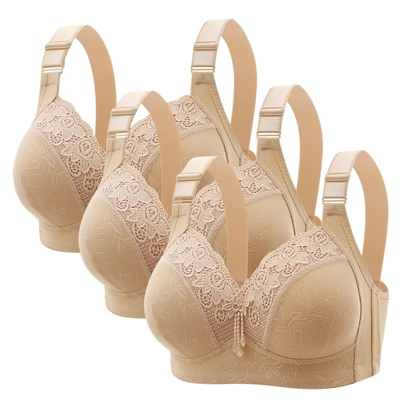 Cavosen Plus Size Bras for Women Lace Wireless Supportive Bras Push Up Solid Stretch Bralettes Wide Straps Breathable Every day Underwear
