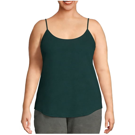 Cavosen Plus Size Crew Neck Top for Women Casual Camisole Top Sleeveless Spaghetti Strap Slim Tank Tops Seamless Undershirt Summer Going Out Top
