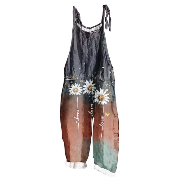 Cavosen Plus Size Loose Sleeveless Jumpsuits Long Overalls with Pocket Print Lightweight Summer Workout Rompers
