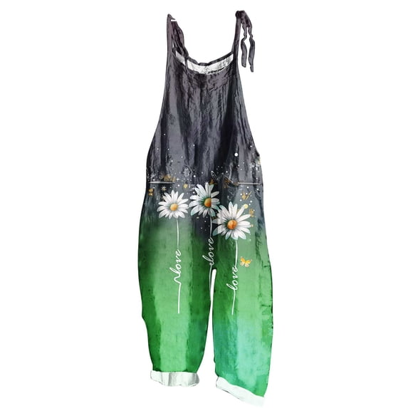 Cavosen Plus Size Loose Sleeveless Jumpsuits Long Overalls with Pocket Print Lightweight Summer Workout Rompers