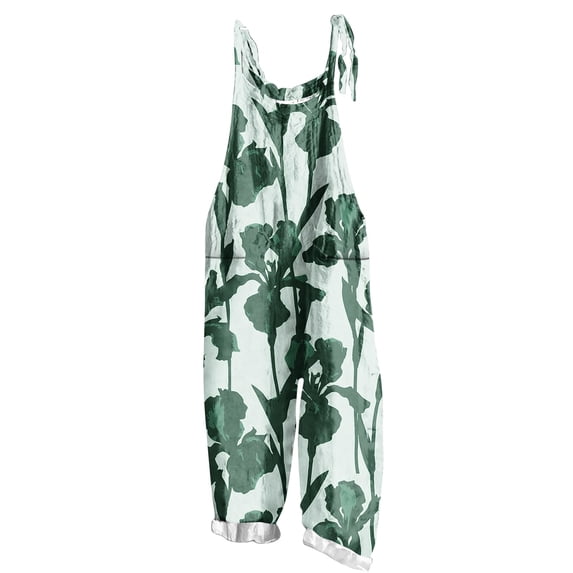 Cavosen Plus Size Loose Sleeveless Jumpsuits Overalls with Pocket Print Lightweight Summer Vacation Rompers