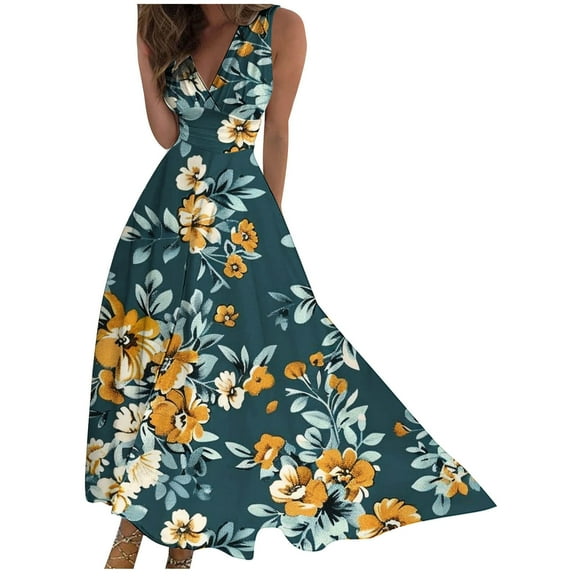 Cavosen Plus Size Party Dresses V Neck Sleeveless Midi Evening Gowns Ball Dress Elegant Wedding Guest Cocktail Party Dress