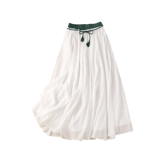 Cavosen Plus Size Skirts for Women Cotton Midi Skirts Solid Skirts Trendy Date Night Cocktail Party Skirt