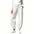 thumbnail image 1 of Cavosen Plus Size Sweatpants Polka Dot Drawstring Curved Sweatpants Warm Elastic Waist Lounge Pants Fall Comfortable Trousers with Pocket, 1 of 8