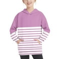 thumbnail image 1 of Cavosen Preppy Sweatshirts for Teens Girls Boys Children Big Kids Long Sleeve Hooded Pullover Sweatshirts Striped Hoodies Trendy Sweatshirts Tops with Pocket Lightweight Pink 11T, 1 of 6
