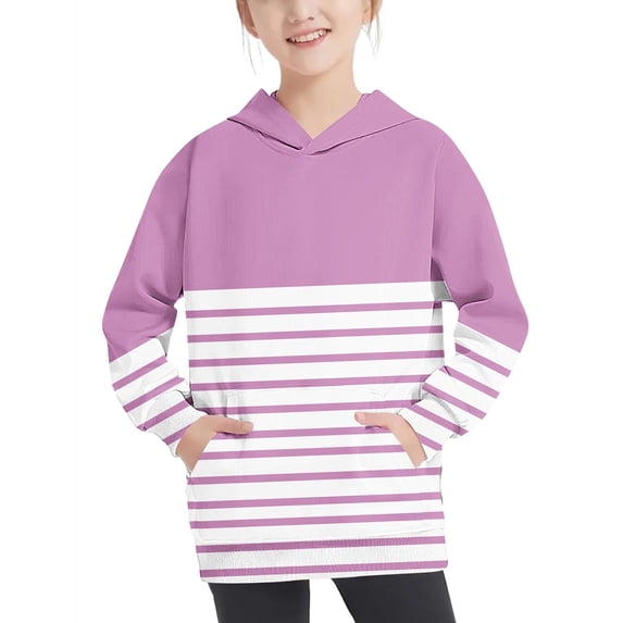 Cavosen Preppy Sweatshirts for Teens Girls Boys Children Big Kids Long Sleeve Hooded Pullover Sweatshirts Striped Hoodies Trendy Sweatshirts Tops with Pocket Lightweight Pink 11T