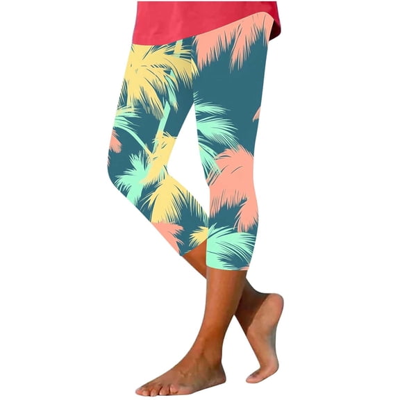 Cavosen Pull on Pants for Women High Waist Tight Leggings Lightweight Elastic Waist Cropped Trousers Summer Breathable Comfy Pants Multicolor S