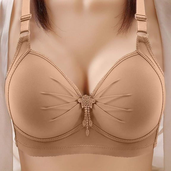 Cavosen Push up Bras for Women Without Underwire Seamless Everyday Bras No Wire Gathered Together Solid Bralette Oversized Full Coverage Cup Breathable Comfortable Underwear