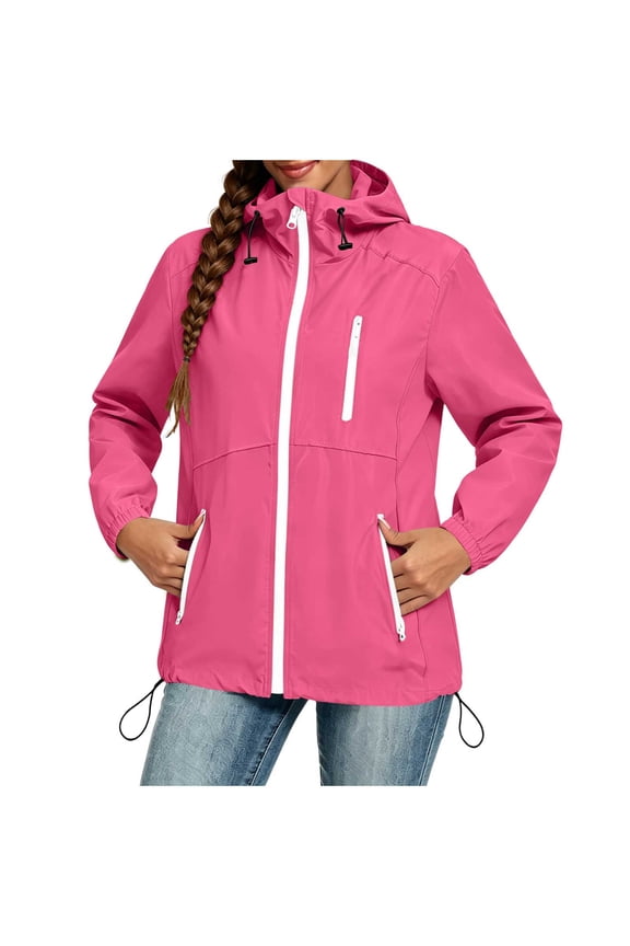 Raincoat for Women Waterproof Sun Protection Coat with Hood Packable Drawstring Ripstop Jacket Outdoor Windbreaker Trench Coats