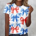 thumbnail image 1 of Cavosen Red White and Blue Clothes for Women Petite 4th of July Short Sleeve Crewneck Shirts USA Star Striped Print Shirts Lady XL Red White and Blue Casual Tops Patriotic Tunic Tees, 1 of 5