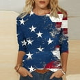 thumbnail image 1 of Cavosen Red White and Blue Clothes for Women Petite Independence Day 3/4 Sleeve Crew Neck Shirts American Flag Graphic Tops Lady XL 4th of July Casual T Shirts Red White and Blue Tunic Tees, 1 of 4