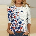 thumbnail image 1 of Cavosen Red White and Blue Shirts for Women Petite 4th of July 3/4 Sleeve Crewneck Tops USA Star Striped Print T Shirts Lady XL Red White and Blue Casual Tops Patriotic Tunic Tees Patriotic Clothes, 1 of 5