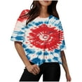 thumbnail image 1 of Cavosen Red White and Blue Shirts for Women Petite 4th of July Short Sleeve Round Neck Shirts USA Flag Print Shirts Lady XL Red White and Blue Casual Tops Patriotic Tunic Tees Patriotic Blouses, 1 of 4
