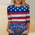 thumbnail image 1 of Cavosen Red White and Blue T Shirts Women Petite Independence Day 3/4 Sleeve Crewneck Shirts USA Star Striped Graphic Tops Lady XL 4th of July Casual T Shirts Red White and Blue Tunic Tees, 1 of 5
