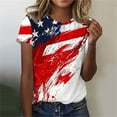 thumbnail image 1 of Cavosen Red White and Blue T Shirts Women Petite Independence Day Short Sleeve Round Neck T Shirts USA Flag Graphic Tops Lady XL 4th of July Casual T Shirts Red White and Blue Tunic Tees, 1 of 4