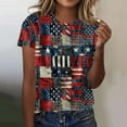 thumbnail image 1 of Cavosen Red White and Blue T Shirts Women Petite Patriotic Short Sleeve Round Neck Tops USA Star Striped Print T Shirts Lady XL Independence Day Casual Tops 4th of July Tunic Tees Patriotic Clothes, 1 of 5