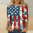 thumbnail image 1 of Cavosen Red White and Blue Tops for Women Petite 4th of July 3/4 Sleeve Crew Neck Shirts USA Star Striped Print Shirts Lady XL Red White and Blue Casual Tops Patriotic Tunic Tees Patriotic Blouses, 1 of 5