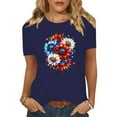 thumbnail image 1 of Cavosen Red White and Blue Tops for Women Petite 4th of July Short Sleeve Crew Neck Tops USA Star Striped Print T Shirts Lady XL Red White and Blue Casual Tops Patriotic Tunic Tees Patriotic Clothes, 1 of 8