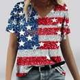 thumbnail image 1 of Cavosen Red White and Blue Tops for Women Petite Independence Day Short Sleeve V Neck T Shirts USA Star Striped Graphic Tops Lady XL 4th of July Casual T Shirts Red White and Blue Tunic Tees, 1 of 4