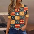 thumbnail image 1 of Cavosen Red White and Blue Tops for Women Petite Red White and Blue 3/4 Sleeve V Neck T Shirts American Flag Graphic Shirts Lady XL Patriotic Casual Shirts Independence Day Tunic Tees, 1 of 5