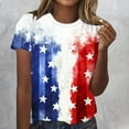 thumbnail image 1 of Cavosen Red White and Blue Tops for Women Petite Red White and Blue Short Sleeve Crew Neck Shirts American Flag Graphic Tops Lady XL Patriotic Casual T Shirts Independence Day Tunic Tees, 1 of 4