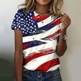 thumbnail image 1 of Cavosen Red White and Blue Tops for Women Petite Red White and Blue Short Sleeve Round Neck T Shirts USA Flag Graphic Shirts Lady XL Patriotic Casual Shirts Independence Day Tunic Tees, 1 of 5