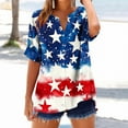 thumbnail image 1 of Cavosen Red White and Blue Tops for Women Plus Size 4th of July Short Sleeve V-Neck Shirts American Flag Print Shirts Lady 2X Red White and Blue Casual Tops Patriotic Tunic Tees Patriotic Blouses, 1 of 4