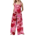 thumbnail image 1 of Cavosen Rompers for Women Valentines Oversized Linen Jumpsuits Button Long Overalls with Pocket Heart Summer Casual Rompers, 1 of 6