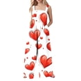 thumbnail image 1 of Cavosen Rompers for Women Valentines Oversized Linen Jumpsuits Button Long Overalls with Pocket Heart Summer Cute Rompers, 1 of 6
