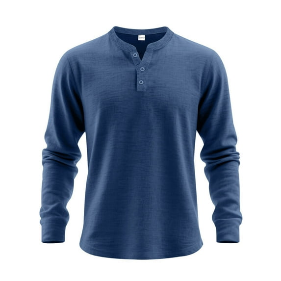 Cavosen Round Neck Pullover for Men Long Sleeve Half Button Lightweight Bottom Shirt Workout Solid Color Casual Tops