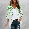 thumbnail image 1 of Cavosen Saint Patrick Day Dressy Cardigans for Women Green Kimonos Shamrock Print Holiday Open Front Cardigan 3/4 Sleeve Lightweight Festival Sweaters Summer Vacation Outwear S, 1 of 5