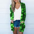 thumbnail image 1 of Cavosen Saint Patrick Day Women Cardigan Open Front Green with Pocket Duster Shamrock Print Festival Cardigan Long Sleeve Lightweight Holiday Outwear Summer Beach Sweaters L, 1 of 5