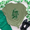 thumbnail image 1 of Cavosen Saint Patrick Day Women's Short Sleeve Shirts Soft Green Shamrock Happy Patrick's Day Letter Print Blouse Crewneck Holiday Tops Festival T-Shirts Casual Summer Tees S, 1 of 5