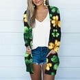 thumbnail image 1 of Cavosen Saint Patrick Day Womens Long Cardigans Lightweight Green with Pocket Duster Shamrock Print Festival Open Front Cardigan Long Sleeve Holiday Outwear Beach Sweaters XL, 1 of 5