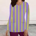 thumbnail image 1 of Cavosen Scrub Tops for Women Long Sleeve Purple V Neck Scrub Shirts Stretchy Soft Xmas Striped Wrap Underscrub with Pocket Lightweight Workwear Wicking Scrub Tops Tee Tunic L, 1 of 5