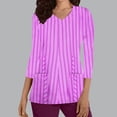 thumbnail image 1 of Cavosen Scrub Tops Women Stretchy Pink 3/4 Sleeve V Neck Underscrub Soft Xmas Striped Wrap Scrub Tops with Pocket Comfortable Nursing Uniform Anti-Wrinkle Scrub Shirts Tee Tunic XL, 1 of 5