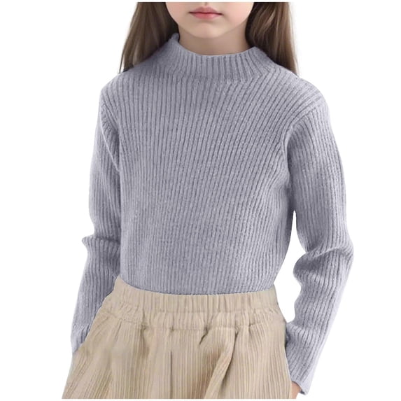 Cavosen Semi High Neck Long Sleeved Sweater For Children Elastic Warm Soft Pullover Solid Color Knitted Tops Size 1-13T