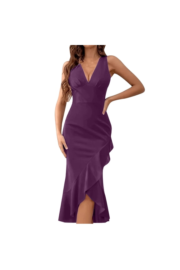 Sequin Mini Dress V Neck Sleeveless Maxi Mermaid Evening Gowns Sequins Ball Dress Elegant Wedding Guest Cocktail Party Dress