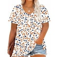 thumbnail image 1 of Cavosen Shirts for Women Short Sleeve Dressy Summer Oversized Tees Pullover Tunic V Neck Casual Loose T Shirts Floral Print Trendy Blouse Beach Resort Comfy Going out Tops XL, 1 of 5
