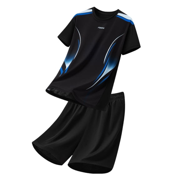 Cavosen Short Sets for Men 2 Piece Big and Tall Short Sleeve Crewneck Shirt Elastic Waist Shorts Solid Summer Sets