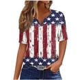 thumbnail image 1 of Cavosen Short Sleeve Workout Tops for Women V Neck Dressy Patriotic Tee Red White and Blue Button Down Graphic Shirt Summer Basic Tops, 1 of 5