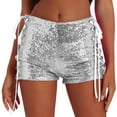 thumbnail image 1 of Cavosen Shorts Women Elastic Waist Short Pants Sequins Pants Solid Lightweight Breathable Summer Shorts, 1 of 9