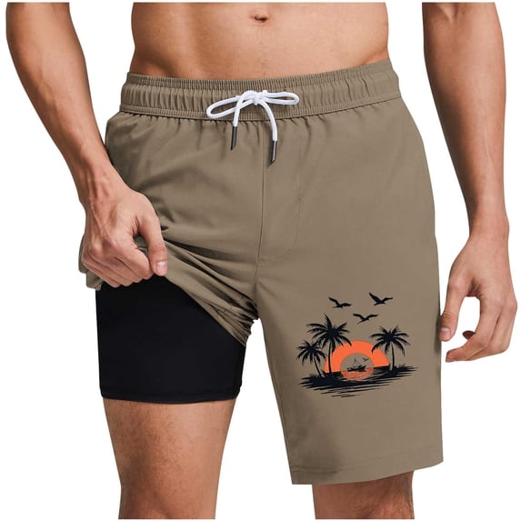 Cavosen Shorts for Women Drawstring Plus Size Layered Swim Trunks Elastic Waist Trousers Travel Pants with Pockets
