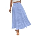 thumbnail image 1 of Cavosen Skirt Plus Size Flowy Loose Solid Ruched High Waist Long Skirt Ladies A Line Work Soft Summer Skirt Light Blue S, 1 of 9