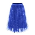 thumbnail image 1 of Cavosen Skirt Plus Size Sequin Mesh Loose Solid Elastic Waist Long Skirt Ladies Party Soft Summer Skirt Blue XL, 1 of 2