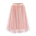 thumbnail image 1 of Cavosen Skirt Plus Size Sequin Mesh Loose Solid Elastic Waist Long Skirt Ladies Party Soft Summer Skirt Rose Gold S, 1 of 2