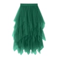 thumbnail image 1 of Cavosen Skirt for Women Mesh Loose Color Block Pleated Elastic Waist Midi Skirt Ladies Evening Soft Summer Skirt Green L, 1 of 2