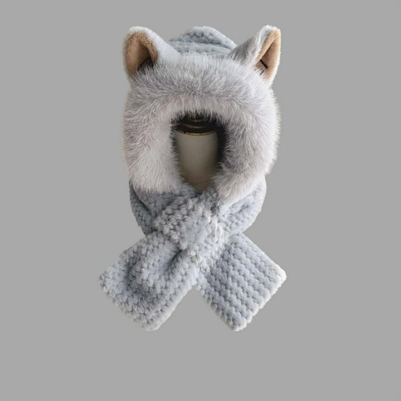 Cavosen Slouchy Beanies for Women Outdoor Earflap Warm Fleece with Scarf Set Beanies for Cold Weather Solid Ear Protection Winter Hats Travel Caps Breathable Workout Headwear Bonnet