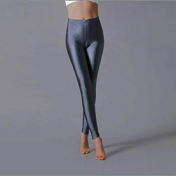 Cavosen Soft Leggings for Women Gray Elastic Waisted Long Pants Glossy Shiny Running Tight Seamless Solid Skinny Yoga Pants Workout Athletic Trousers Activewear Jogger Pants S