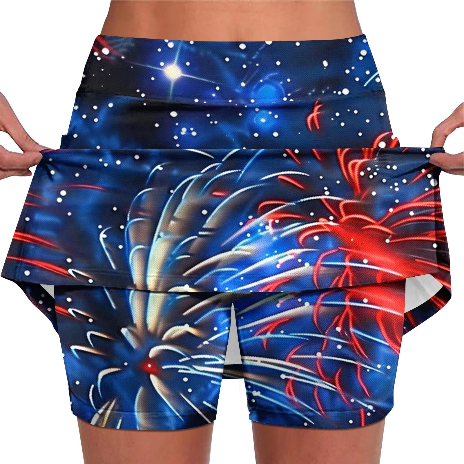 Cavosen Spandex Shorts Elastic Waist Plus Size Short Skorts Pants Red ...